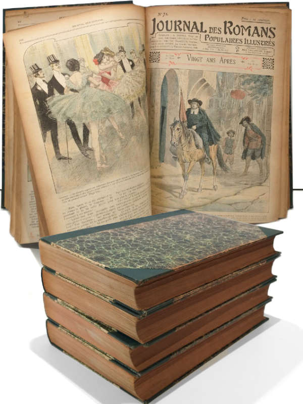 Antieke set van 4 romans/albums:  Journal des populaires illustrés
